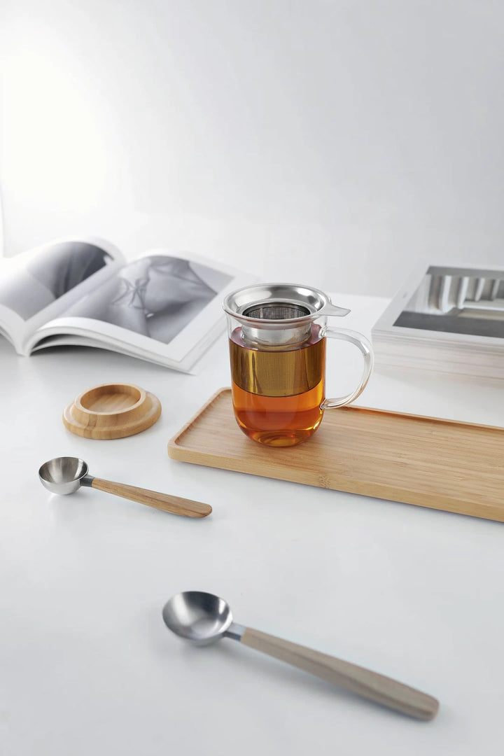 Minima™ Balance Glass Tea Mug with Wood Lid & Infuser – 17 oz