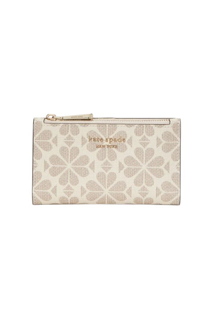 Kate Spade Spade Flower Canvas Slim Bifold Wallet – Parchment