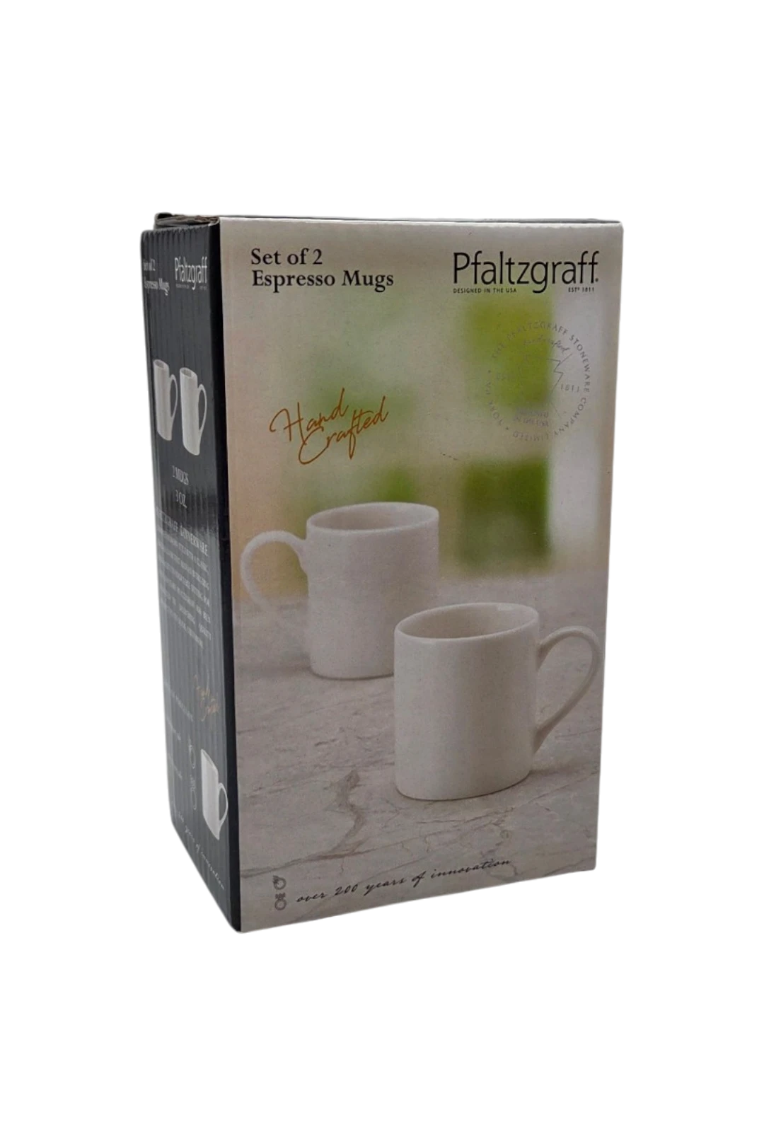 Pfaltzgraff 3oz White Porcelain Espresso Mug Set (Set of 2)