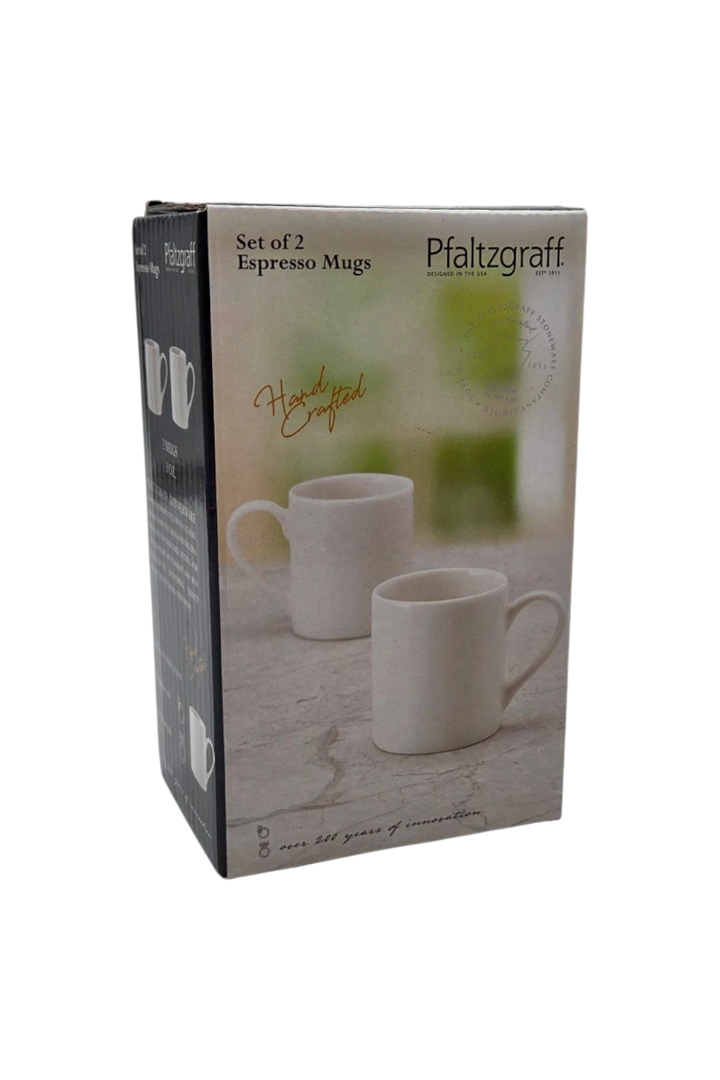 Pfaltzgraff 3oz White Porcelain Espresso Mug Set (Set of 2)