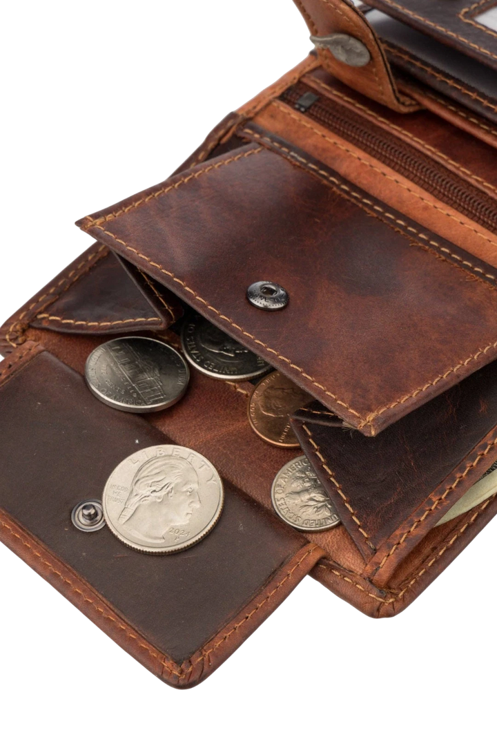 Minori Leather Philip Leather Trifold Wallet for Men – Chestnut