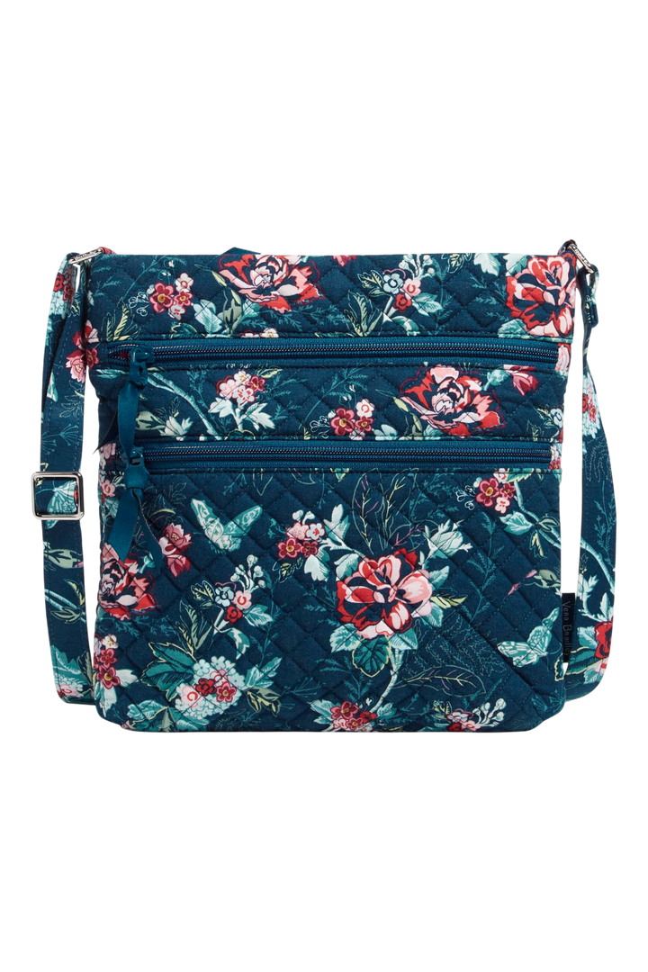 Vera Bradley Triple Zip Hipster – Rose Toile Recycled Cotton Crossbody