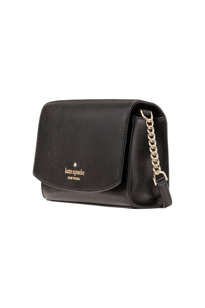 kate spade Staci Small Flap Crossbody – Black Saffiano Leather Bag