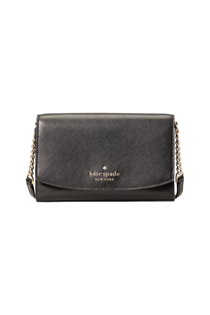 kate spade Staci Small Flap Crossbody – Black Saffiano Leather Bag