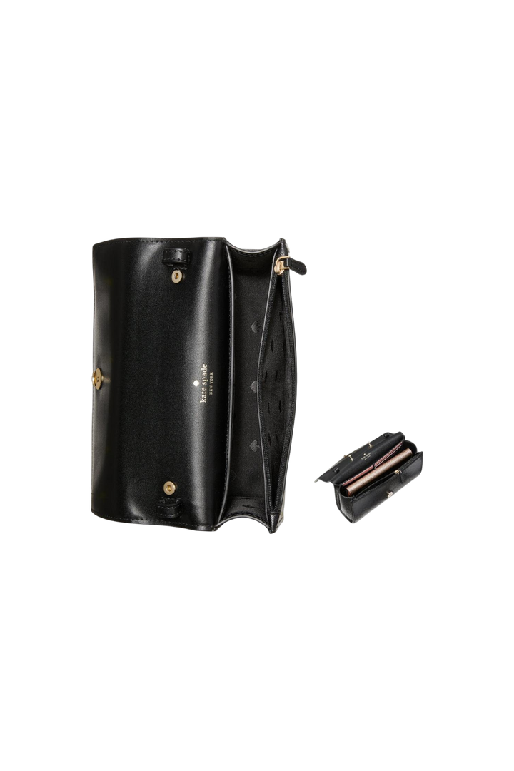 kate spade Staci Small Flap Crossbody – Black Saffiano Leather Bag