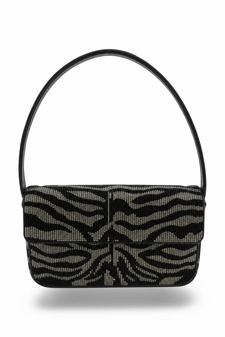 STAUD Tommy Beaded Bag - Black & White