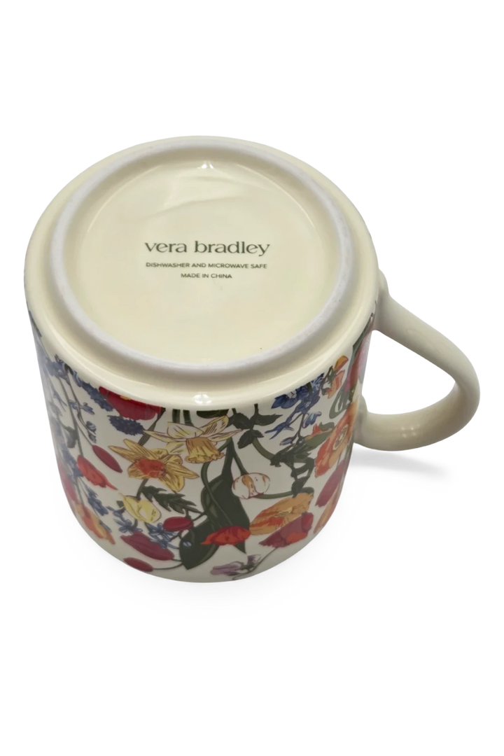 Vera Bradley Meadow Bouquet Tonal Seedpearl 14oz Ceramic Mug