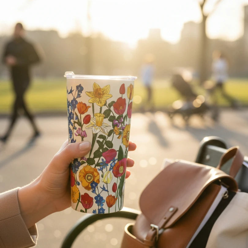 Vera Bradley 20oz Stainless Steel Travel Mug – Meadow Bouquet Seedpearl