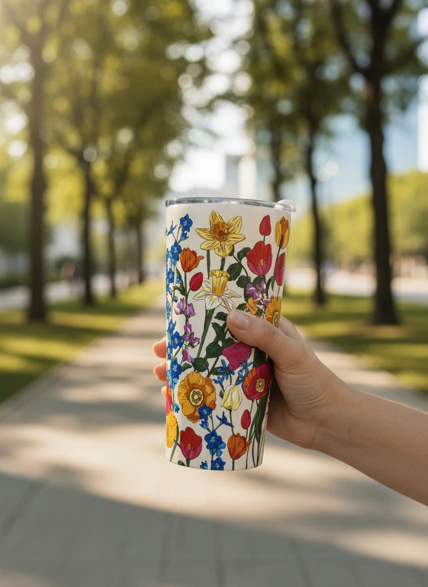 Vera Bradley 20oz Stainless Steel Travel Mug – Meadow Bouquet Seedpearl