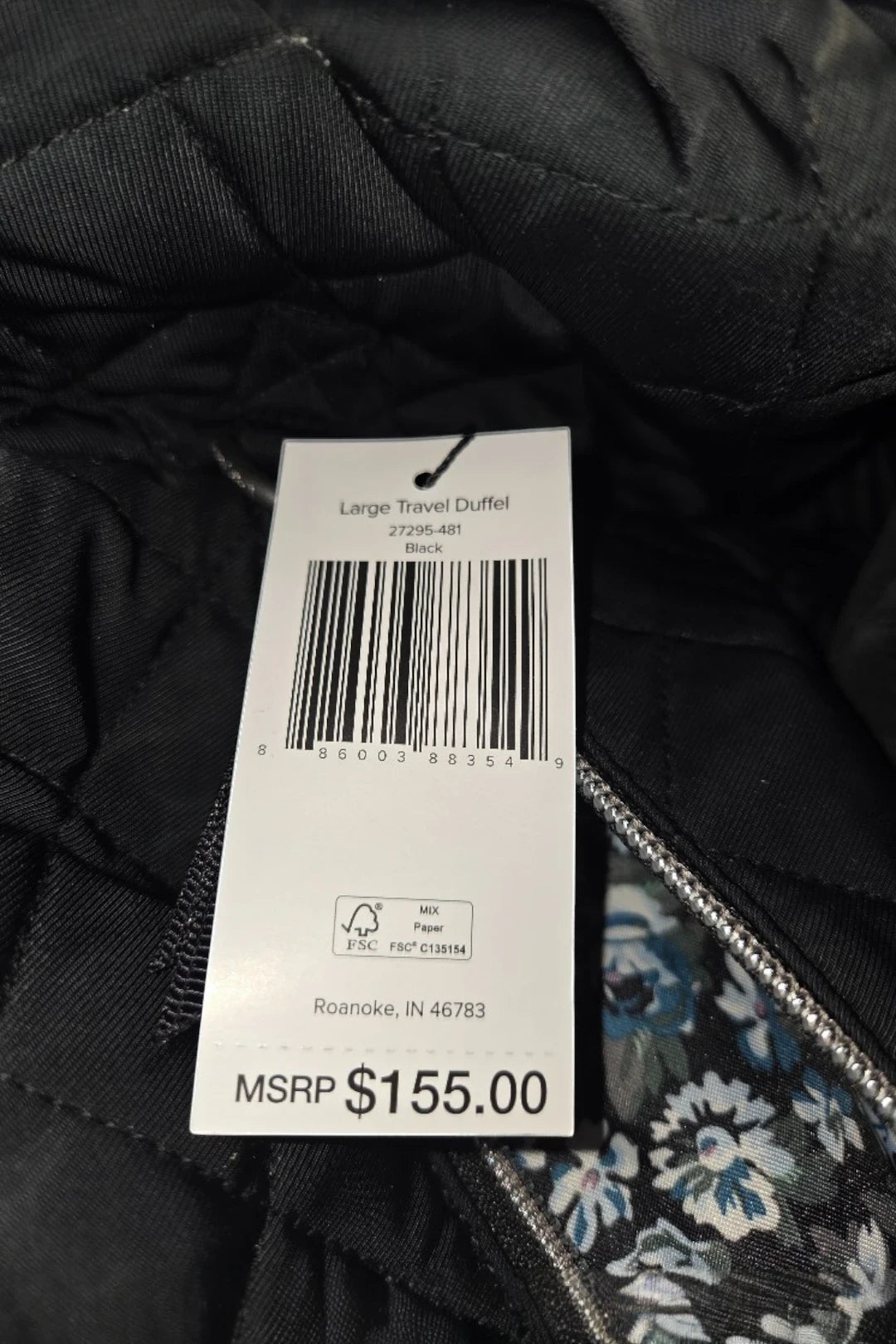Vera Bradley Performance Twill Large Travel Duffle Bag – Black