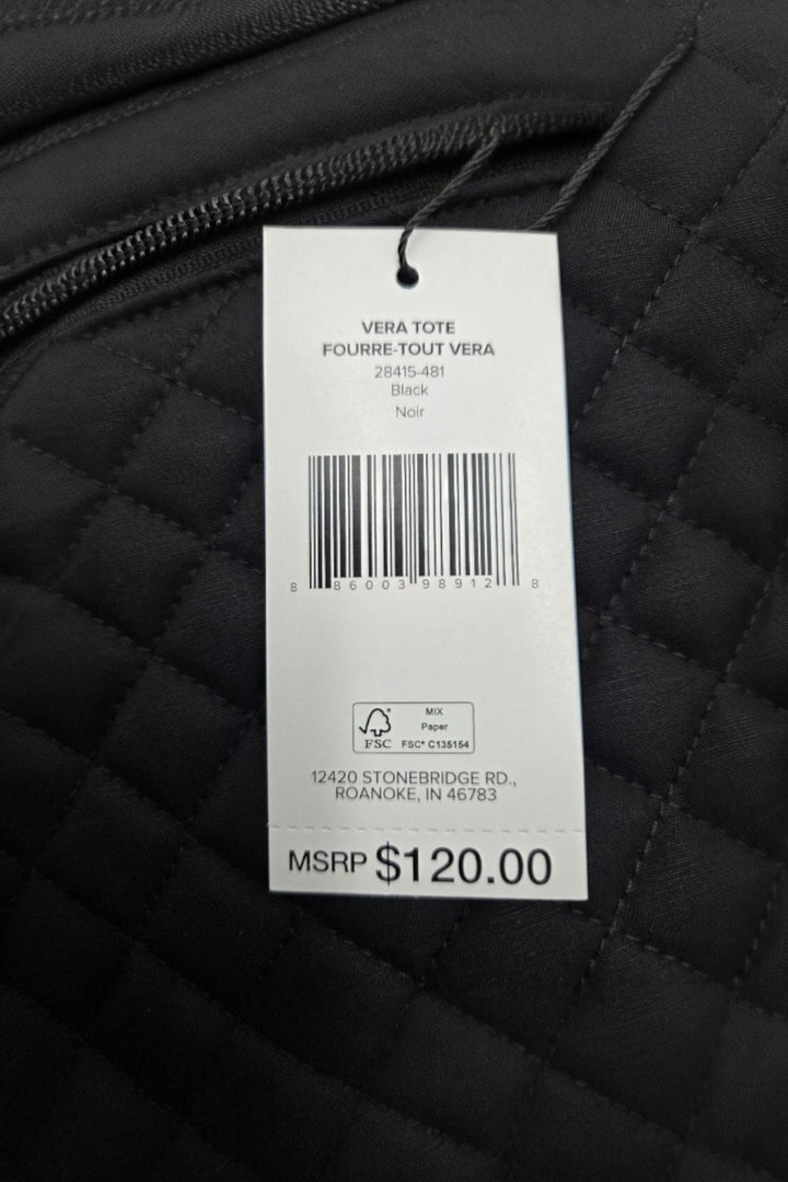 Vera Bradley Cotton Vera Tote Bag – Black