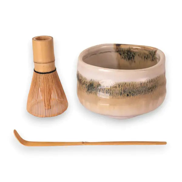 Matcha Ritual Set – White Porcelain Bowl with Whisk & Spoon