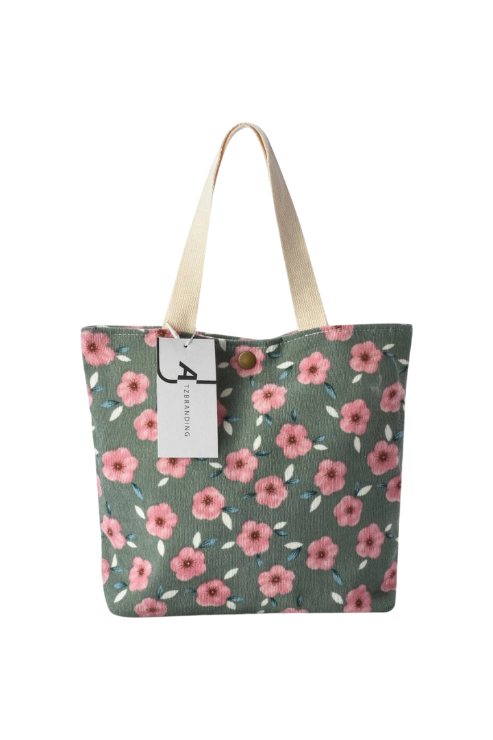 Artistic Floral Corduroy Tote – Sakura
