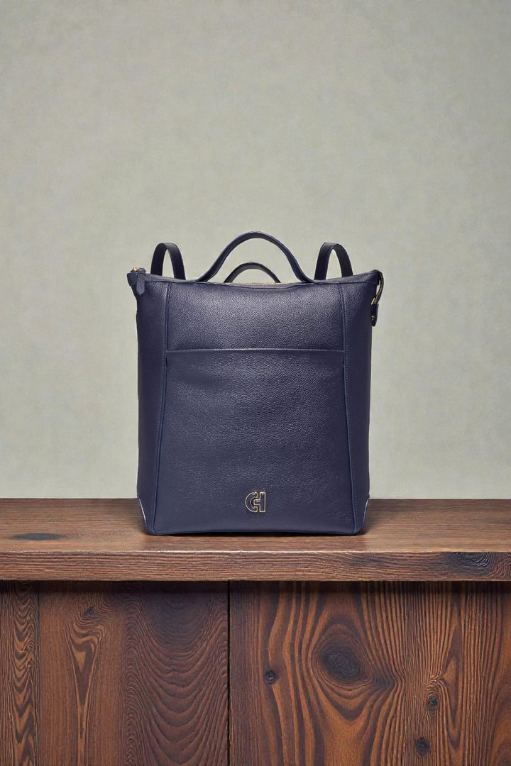 Cole Haan Grand Ambition Convertible Luxe Leather Backpack – Evening Blue