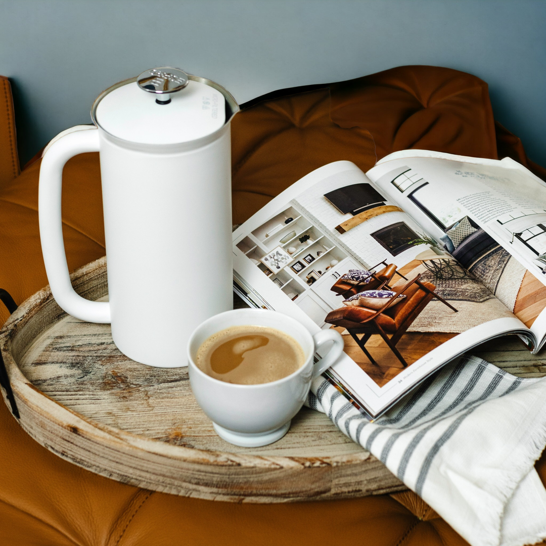 P7 Stainless Steel French Press Coffee Maker - 18oz - White