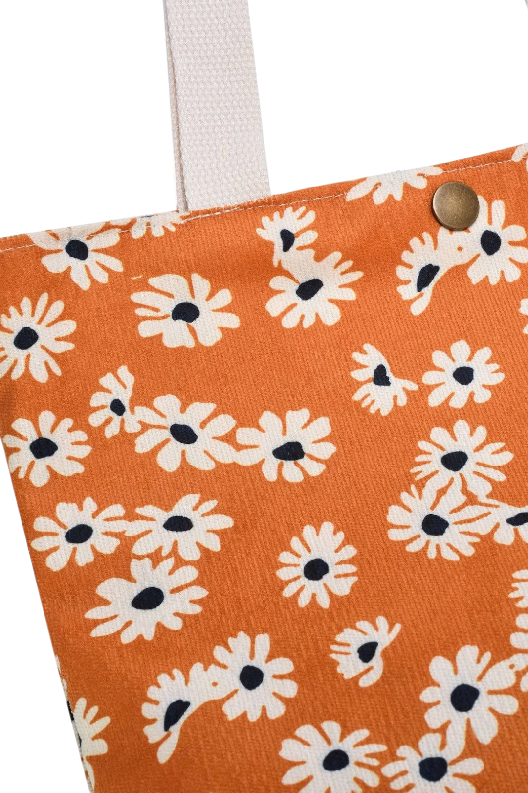 Vintage Floral Corduroy Tote – Yellow