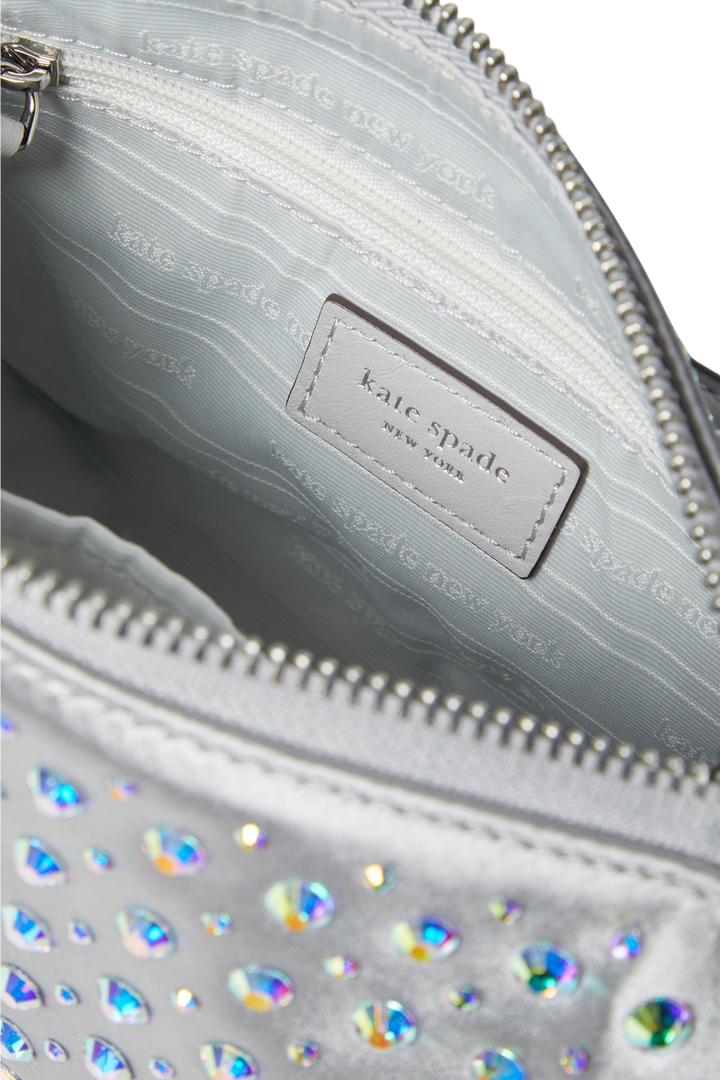 Kate Spade Lulu Crystal Embellished East/West Pochette – Platinum Grey