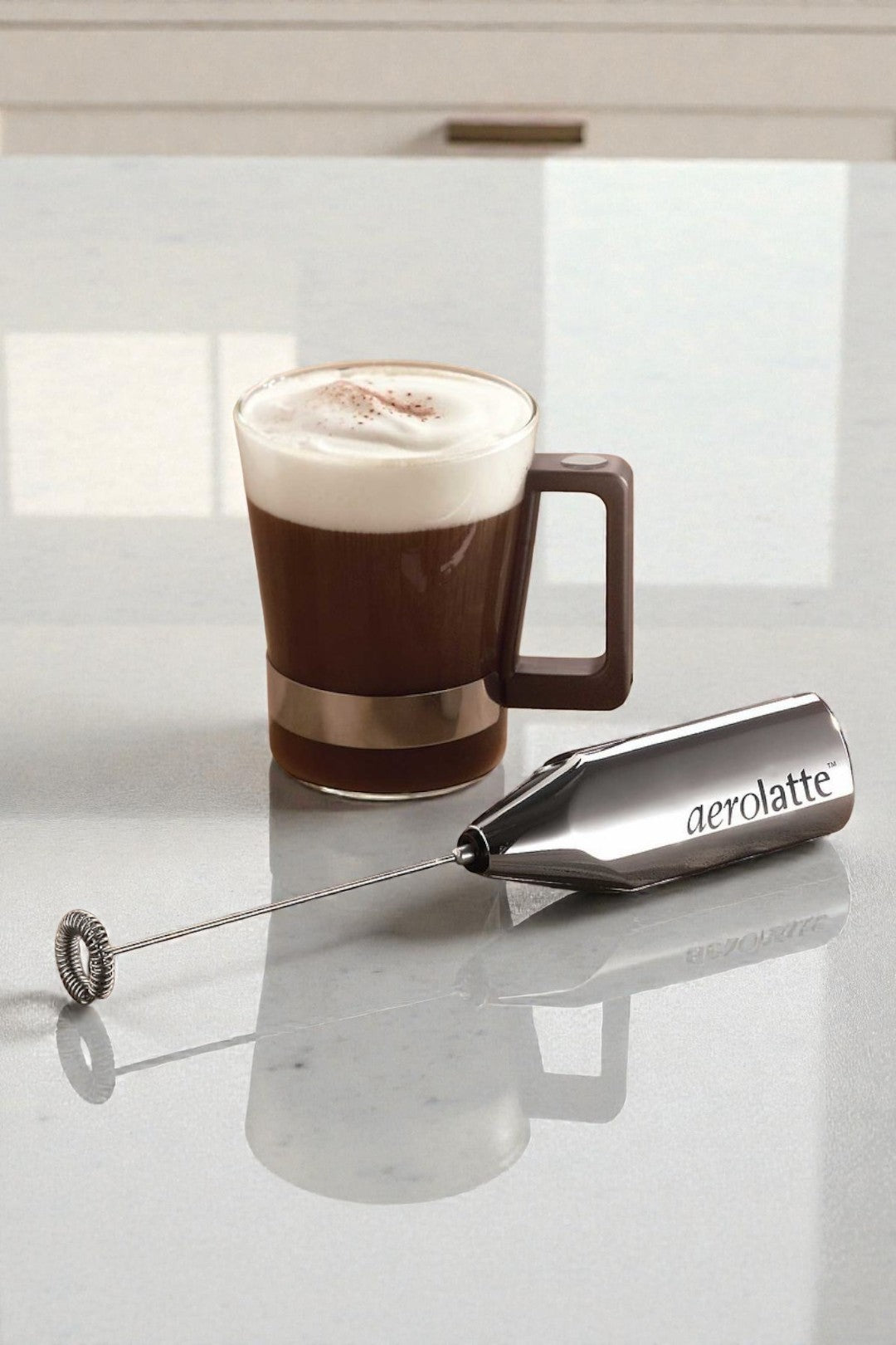 Professional Stainless Steel Milk Frother with Counter Stand
